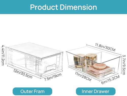 Vtopmart 10 Pack Stackable Clear Drawer with Dividers - Image 3