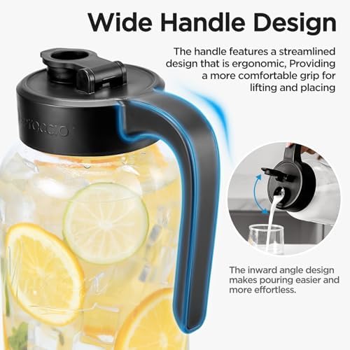 Mason Jar Pitcher, 3 pcs 64 oz (2 quart), Glass Pitcher with Lid - Image 3