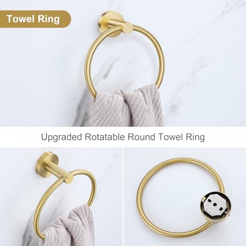 Lairuier Brushed Gold Bathroom Hardware Set, 10PCS Towel Bar Set Wall Mount - Image 3