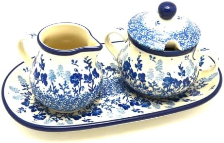 Polish Pottery Cream & Sugar Set - Bluebonnet by Polish+Pottery+Gallery