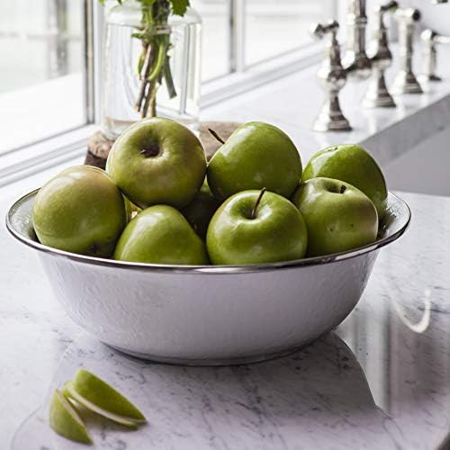 Golden Rabbit Enamelware Serving Basin, 4 quart, Solid White Textured - Image 3