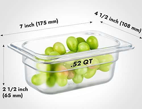 CURTA 6-Pack 1/9 Size 2.5" Deep NSF Polycarbonate Food Pans | Dishwasher & Freezer Safe Clear Container for Prep Tables, Buffet, Salad Bar, Commercial & Home Kitchen - Image 2