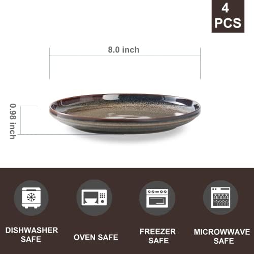 Ceramic dinner plates set of 4, Dessert plates & Salad plates for party and wedding, Microwave safe porcelain plates set, 8 Inch - Image 2