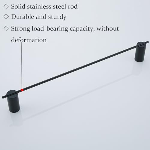 RANDOM Matte Black Bathroom Hardware Set 4 Pieces Stainless Steel Black Towel Bar Set Includ 18 inch Hand Towel Holder Toilet Paper Holder and 2 Towel Hooks Wall Mounted Bathroom Accessories Kit - Image 5