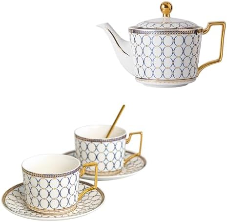 3-Piece English Porcelain Tea Service Set for 2, Bone China Coffee Tea Sets. by HappleCwlwgoHome