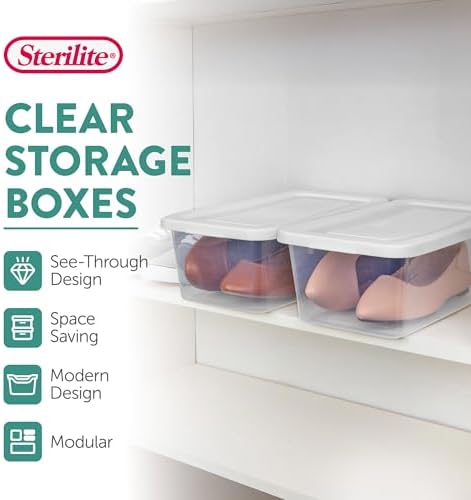 Sterilite Storage Boxes, Stackable Clear Plastic Bins, 6 Quart, 12-Pack - Image 2