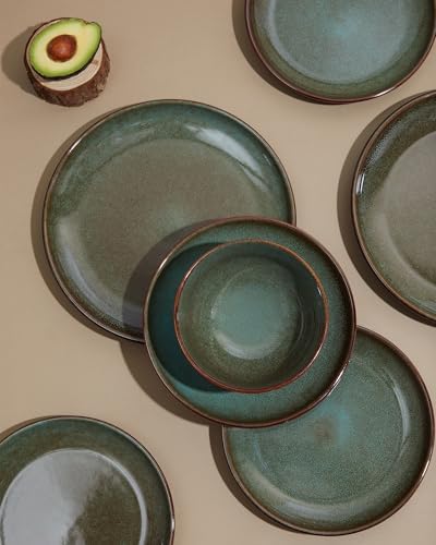 Pokini Stoneware Dinnerware Sets for 8, 32pcs Plates and Bowls Sets Dishes - Image 5