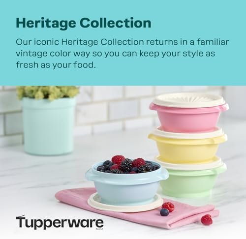 Tupperware Heritage Collection, New 16 Piece Food Storage Container Set in Vintage Colors, Dishwasher Safe and BPA Free (8 containers, 8 lids) - Image 2