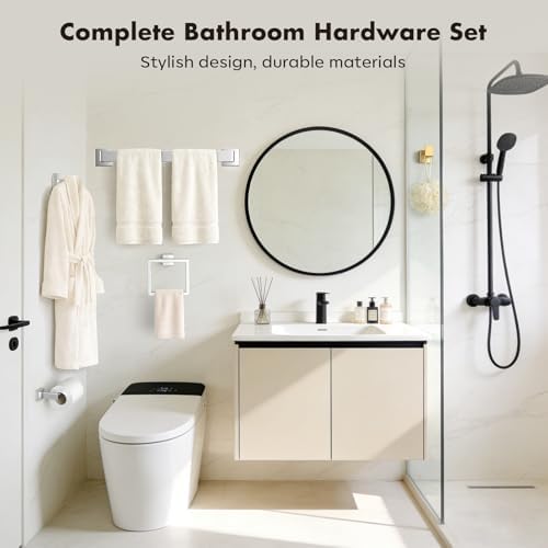 20-Pieces Brushed Nickel Bathroom Accessories Set, 24 Inch Towel Bar Set - Image 7