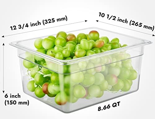 CURTA 6-Pack 1/2 Size 6" Deep NSF Polycarbonate Food Pans | Dishwasher & Freezer Safe Clear Container for Prep Tables, Buffet, Salad Bar, Commercial & Home Kitchen - Image 2