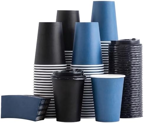 SIUQ 500 Pack 12 oz Coffee Cups with Lids, Disposable Hot Paper Coffee Cups by SIUQ