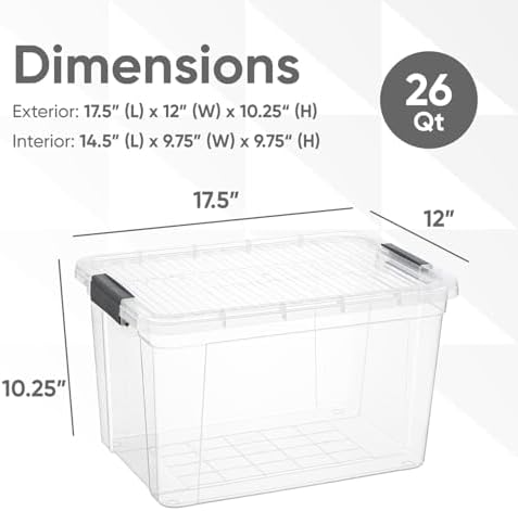 Superio 26.5 Quart Clear Plastic Storage Boxes with Lids, Stackable Organizer Containers, BPA-Free Storage Bins for Home, Office, School & Dorm, 10 Pack - Image 2