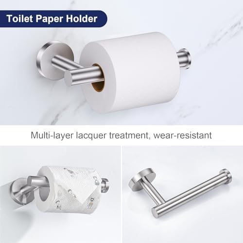 Lairuier 5-Piece Bathroom Hardware Set, Brushed Nickel Towel Bar Wall Mount - Image 4