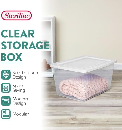 Sterilite Clear Storage Box Stackable Tote, 58 Quart, 6-Pack - Image 2