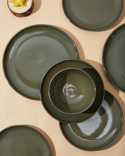 Pokini Stoneware Dinnerware Sets for 6, 18pcs Plates and Bowls Sets Dishes - Image 7