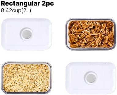VAKUEN Premium Airtight Food Storage Containers, Rectangular 2PC-SET(2.11qt), Smart One-Click Seal Lid, 100% Leak Proof, Keep Food Fresh Longer, BPA-FREE, Dishwasher/Freezer & Microwave Safe - Image 2