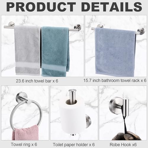 Gisafai 30 Pcs Brushed Nickel Bathroom Accessories Hardware Set Towel Racks - Image 3