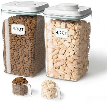 Dog-Cat Food Storage Containers 2 Pack, 4.2 Qt Each, Airtight by Aloxina