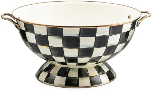 MACKENZIE-CHILDS Enamel Everything Bowl, Black-and-White Courtly Check by Unknown