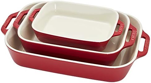 Staub 3-Pc Ceramic Baking Dish Set, Oven Safe Up To 570°F, Red by Unknown