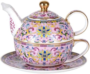 KAMMAK Tea for One Set, Ceramic Teapot, Bone China Tea Set, Cup and Saucer by KAMMAK