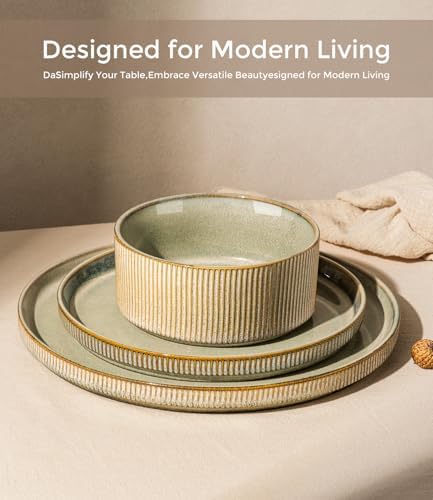 GBHOME Stoneware Dinnerware Sets for 4,12-Piece Plates and Bowls Set - Image 3
