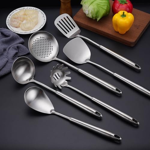 6 PCS All Metal Cooking Utensils Set - 18/10 Stainless Steel Kitchen Tools - Image 6
