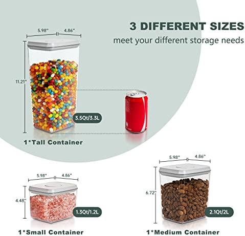 Airtight Food Storage Containers, 3.5/2.1/1.3 Qt, 3-Piece Set - Image 4
