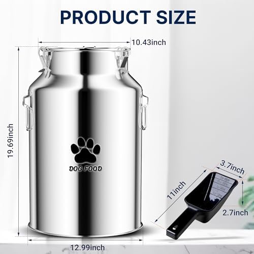 40Lbs Large Metal Dog Food Storage Container, Stainless Steel Dog Food Storage Container - Image 2