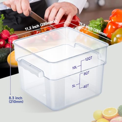 4 Pack 12 Qt Square Polycarbonate Food Storage Containers with Lids - Image 4