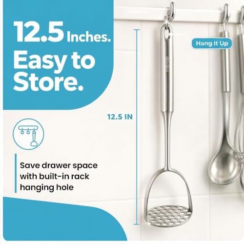 Millvado Potato Masher Stainless Steel, Mashed Potatoes - 12.5 In. Utensil - Image 3
