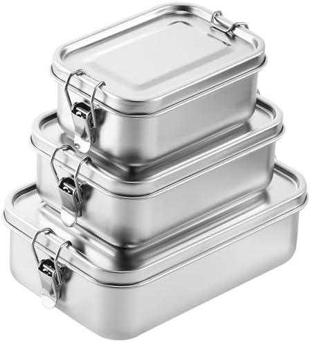 Umigy Stainless Steel Food Containers, 1200/1400/2400ml, Divided, 3 Pcs by Umigy