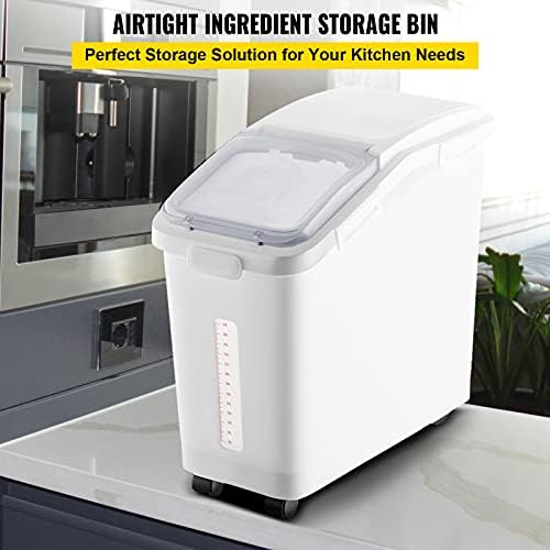 VEVOR Ingredient Storage Bin, 11.4 Gallon Capacity Shelf Ingredient Bin, 280 Cup Flour Bins on Wheels Commercial Prosave Shelf-storage Ingredient Bin with Lid and Scoop Rice Bin for Kitchen White - Image 3