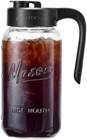 Mason Jar Pitcher, 64 oz (2 quart), Glass Pitcher with Lid by spreccio