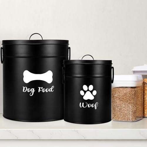 DoubleFill Extra Large 23+10 lb Metal Dog Food Storage Containers, Black - Image 5