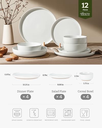 Famiware Milkyway 12-Piece Stoneware Dinnerware Set, White - Image 2