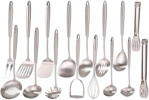 18/10 Stainless Steel Cooking Utensils Set - 16 PCS All Metal Utensils by Standcn