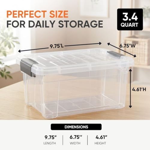 Superio 3.4 Quart Clear Plastic Storage Boxes with Lids, Stackable Organizer Containers, BPA-Free Storage Bins for Home, Office, School & Dorm, 6 Pack - Image 3