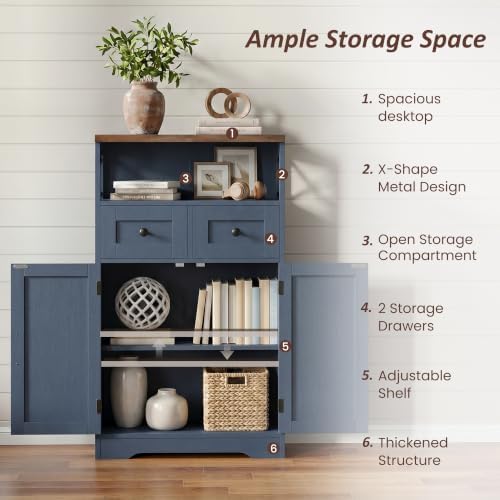 Farmhouse Storage Cabinet Set of 2, Small Kitchen Pantry Coffee Bar Cabinet - Image 6