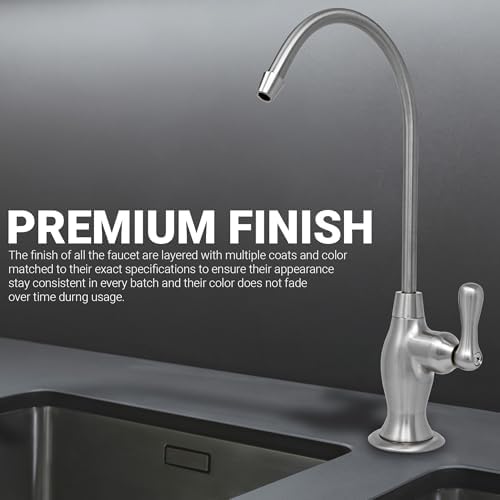 Metpure Airgap RO Faucet With 3-Connection Ports. NSF Certified Reverse Osmosis Drinking Water Filtration System Water Dispenser (Brushed Nickel) With Pre-inserted Tubing and Install Tool. Vase Style. - Image 3