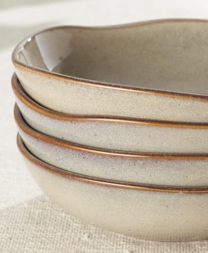 Oneida Organic Shades Oatmeal Stoneware Pasta Bowl Set for 4, 34.5oz - Image 3