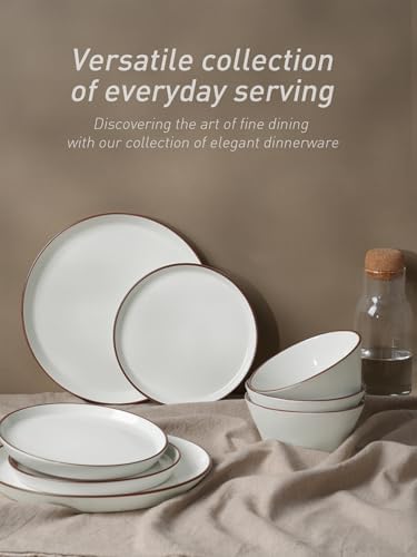 Famiware Saturn Stoneware Dinnerware Sets for 4, Speckled Plates and Bowls - Image 6