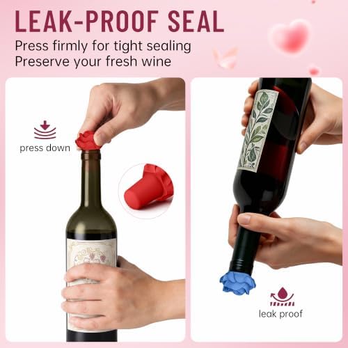 2‑Pack Silicone Wine Stoppers, Rose Shaped Bottle Stoppers - Image 3