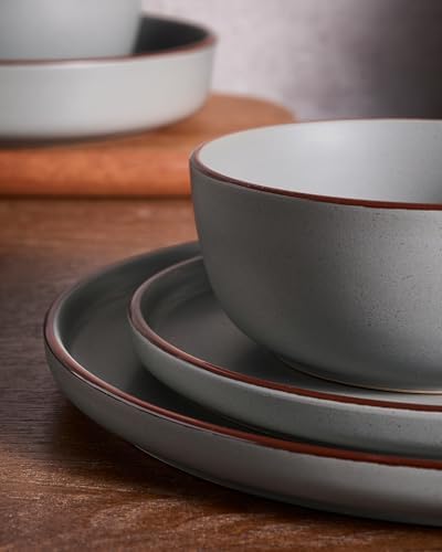 Famiware Mercury 16-Piece Dinnerware Set with Pasta Bowls, Dark Grey - Image 4