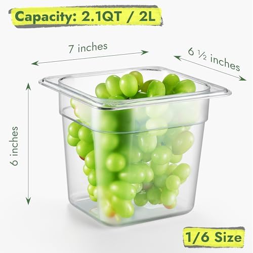 CURTA 12-Pack 1/6 Size 6" Deep NSF Polycarbonate Food Pans | Dishwasher & Freezer Safe Clear Container for Prep Tables, Buffet, Salad Bar, Commercial & Home Kitchen - Image 2
