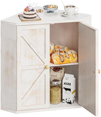 Trironsun Corner Bread Box for Kitchen Counter Double Layer Bamboo Bread Storage Container Large Capacity Bread Storage Bin Farmhouse Breadbox Organizer by TrironsunHome