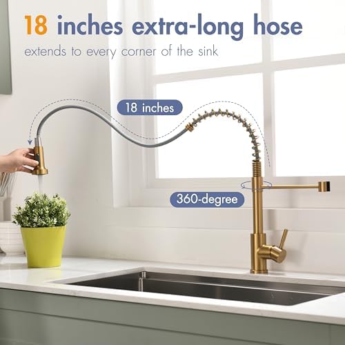 GIMILI Kitchen Faucet with Pull Down Sprayer Brushed Gold - Image 5