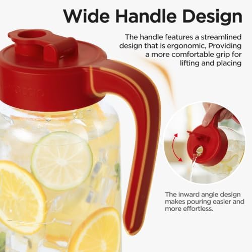 Mason Jar Pitcher, 64 oz (2 quart), Glass Pitcher with Lid - Image 3