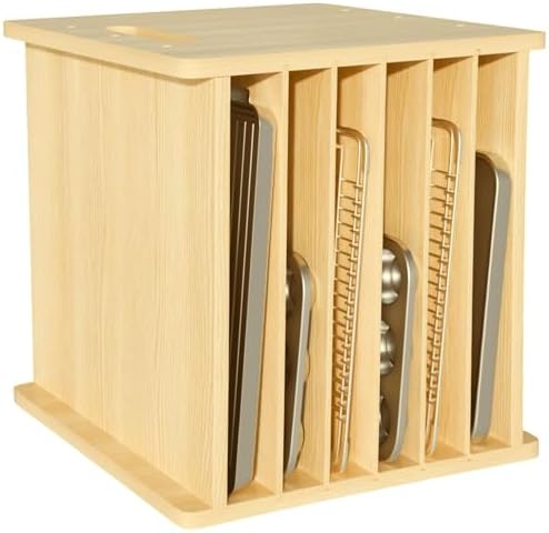 7 Tier Wooden Tray Dividers for Cabinets Cookie Sheet Organizer for Pot, Pans, Baking Tray Organizer for Kitchen Documents Storage(20" W x 16.5" H x 15.2" D) by Sawjut