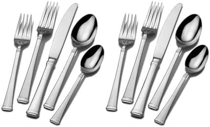 Mikasa Harmony 65-Piece 18/10 Stainless Steel Flatware Set, Service for 12, Polished Silverware with Serving Utensils, Dishwasher Safe, (Pack of 2) by Mikasa